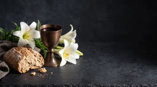 Holy Communion Bread Wine and Lilies
