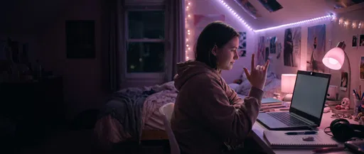 Teenager Signing I Love You on Laptop