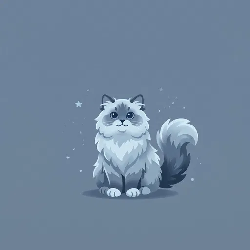 Fluffy Blue Ragamuffin Cat Vector Illustration