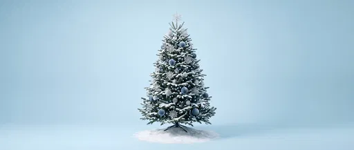 Snowy Christmas Tree on Blue Backdrop