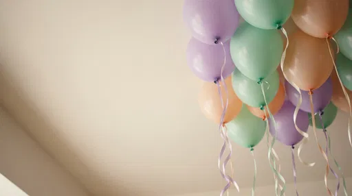 Pastel Balloons Floating Near Cream Ceiling