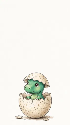 Baby Dinosaur Hatching From Speckled Egg