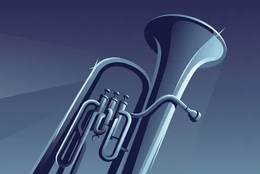Minimalist Blue Baritone Horn Illustration