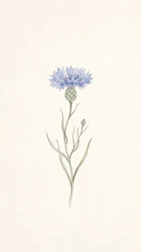 Botanical Watercolor Blue Cornflower Illustration