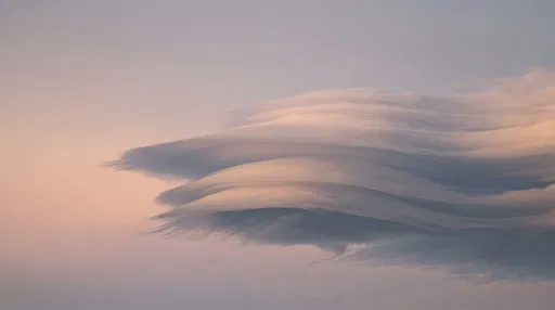 Stacked Lenticular Clouds at Sunset