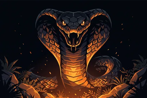 Stylized Cobra Illuminated by Warm Light