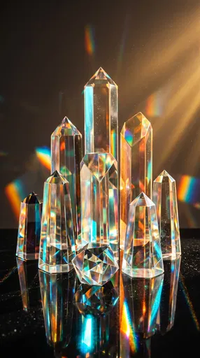 Geometric Glass Prisms with Rainbow Light Refractions