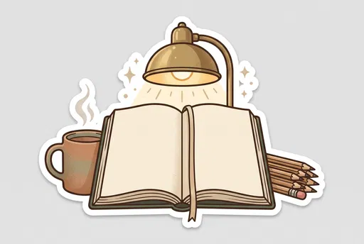 Cozy Study Notebook Sticker Clipart