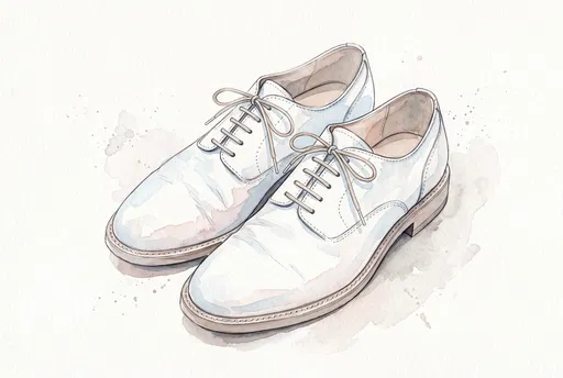 Watercolor Illustration of White Dress Shoes