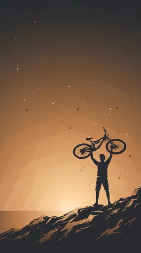 Mountain Biker Silhouette on Sunset Ridge