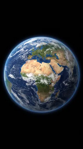 Planet Earth Centered in Black Space