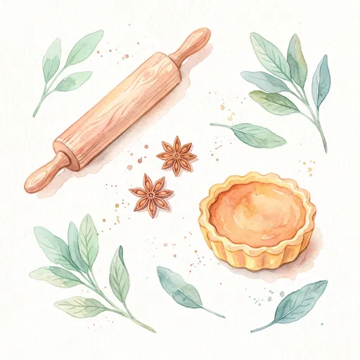 Watercolor Thanksgiving Baking Icons Clipart