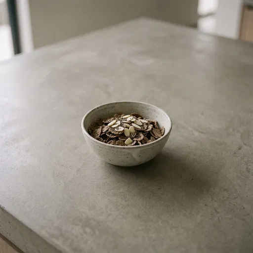 Bowl of Multigrain Cereal on Concrete