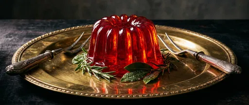 Molded Cranberry Jelly on Brass Platter