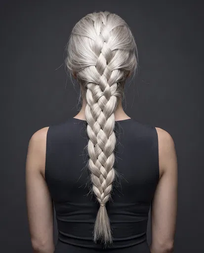 Rear View of Platinum Blonde Braided Hair