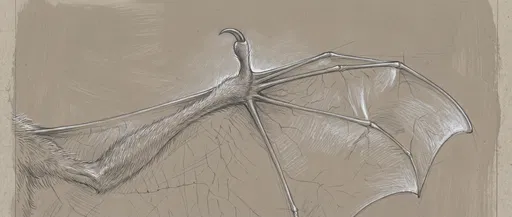 Silverpoint Drawing of Outstretched Bat Wing