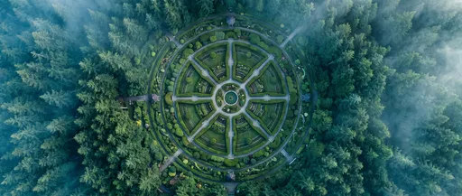 Aerial View of Dharma Wheel Forest Garden