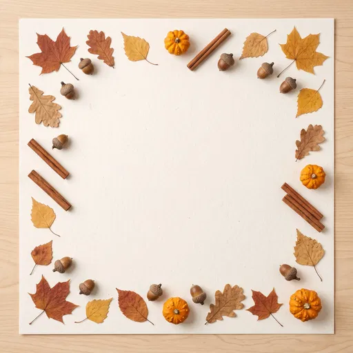 Autumn Botanical Frame Flat Lay Background