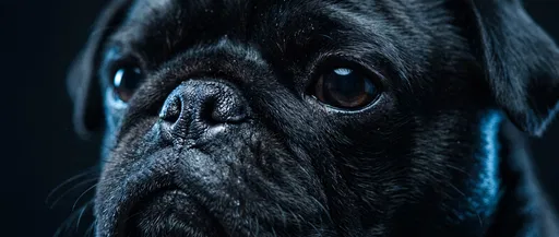 Macro Close-Up of Black Pug Face
