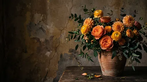 Warm Floral Bouquet in Terracotta Pot