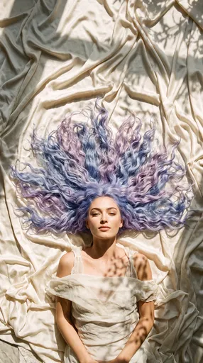 Woman With Pastel Purple Hair Lying Down
