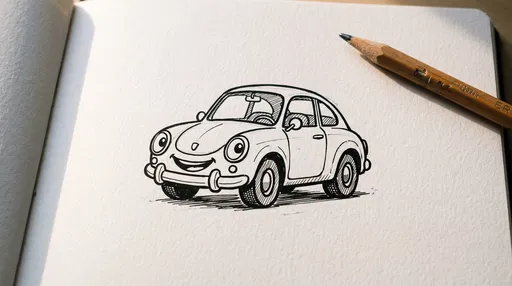 Cartoon Car Drawing in Sketchbook