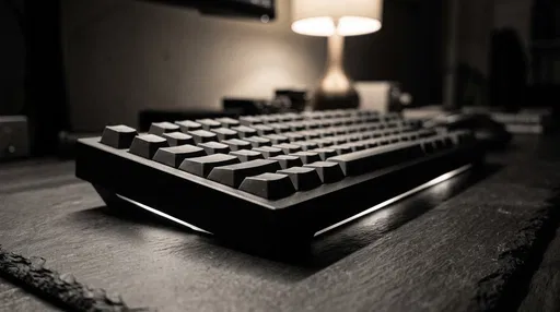 Black Mechanical Keyboard on Dark Slate Desk