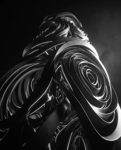 Monochrome Carbon Fiber Ribbon Sculpture