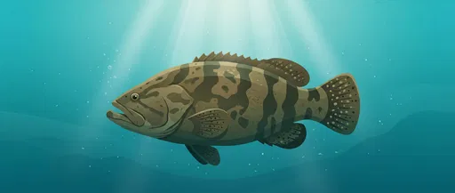 Atlantic Grouper Underwater Vector Illustration