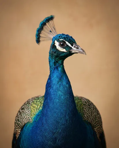 Studio Portrait of an Indian Peacock