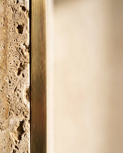 Travertine Stone and Brushed Brass Background