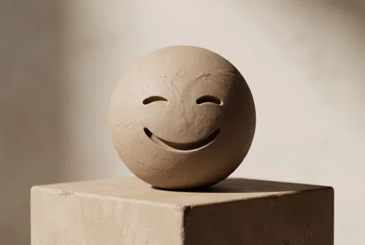 Clay Sphere With Carved Smiling Face