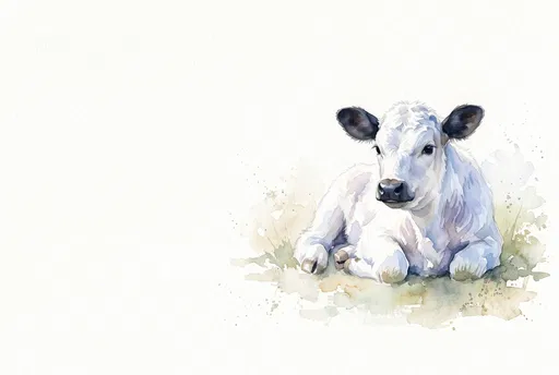 Watercolor White Calf With Copy Space