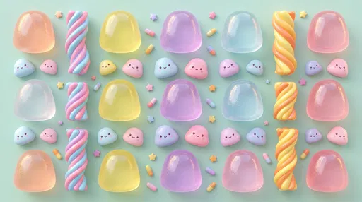 Pastel 3D Gummy Shapes Flat-Lay