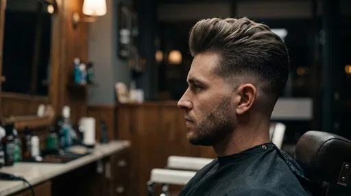 Man With Pompadour Fade in Barbershop