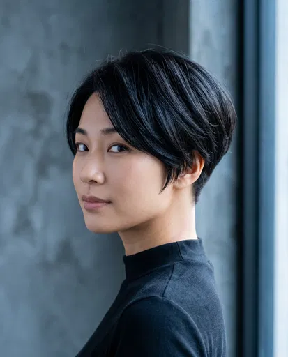 Woman With Short Tapered Black Haircut