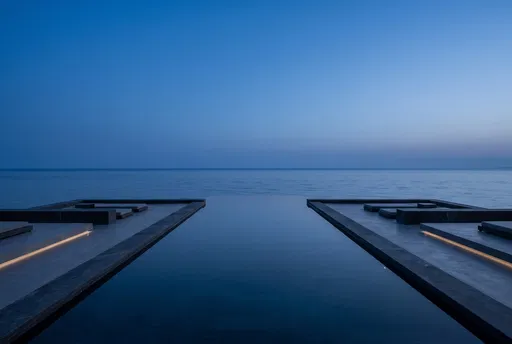 Minimalist Infinity Pool at Blue Hour