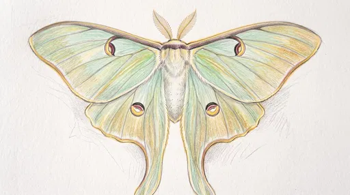 Colored Pencil Sketch of Luna Moth