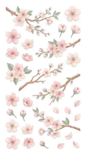 Pastel Cherry Blossom Clipart Collection