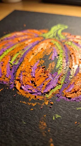 Macro Oil Pastel Pumpkin Drawing