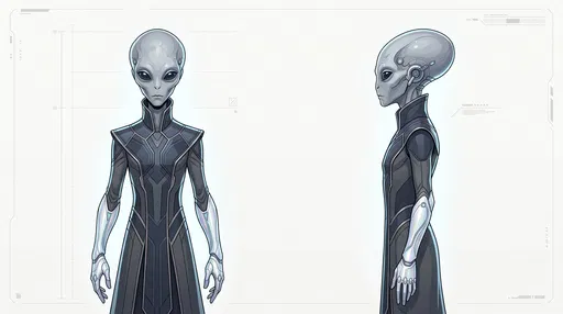 Futuristic Alien Diplomat Character Reference Sheet