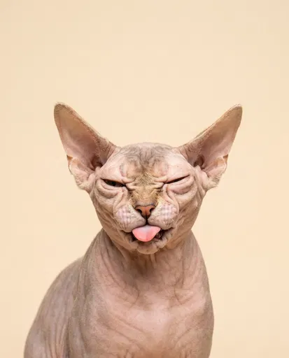 Funny Sphynx Cat Sticking Out Tongue