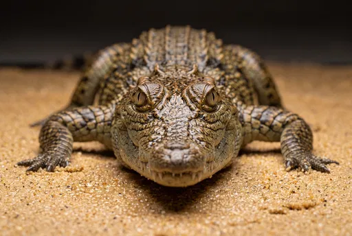 Front-Facing Juvenile Nile Crocodile Portrait
