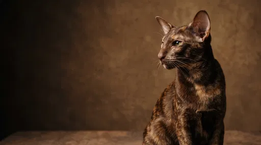 Chocolate Tortoiseshell Oriental Shorthair Cat Portrait