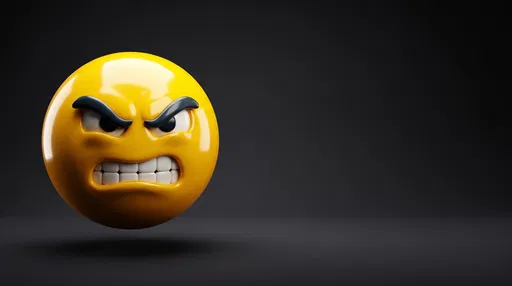 Glossy 3D Angry Yellow Emoticon Sphere