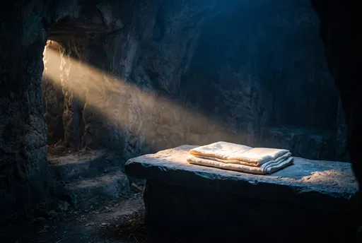 Empty Tomb with Folded Burial Linens