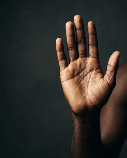 Dramatic Close-Up of Open Hand Palm