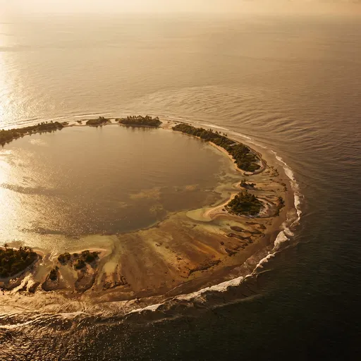 Aerial View of Golden Sunset Atoll