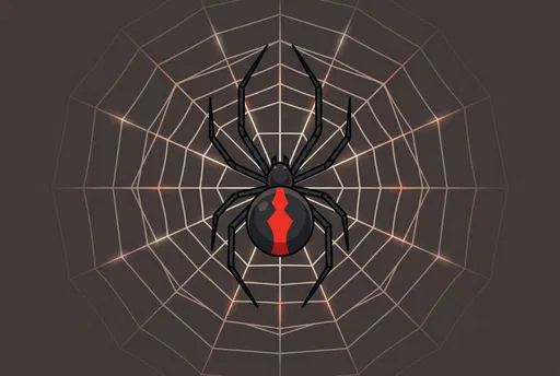 Graphic Illustration of Redback Spider on Web