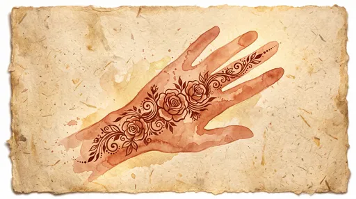 Watercolor Hand Silhouette with Rose Henna